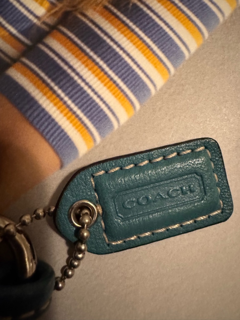 Coach Teal Leather Wristlet Bag - Picture 3 of 8